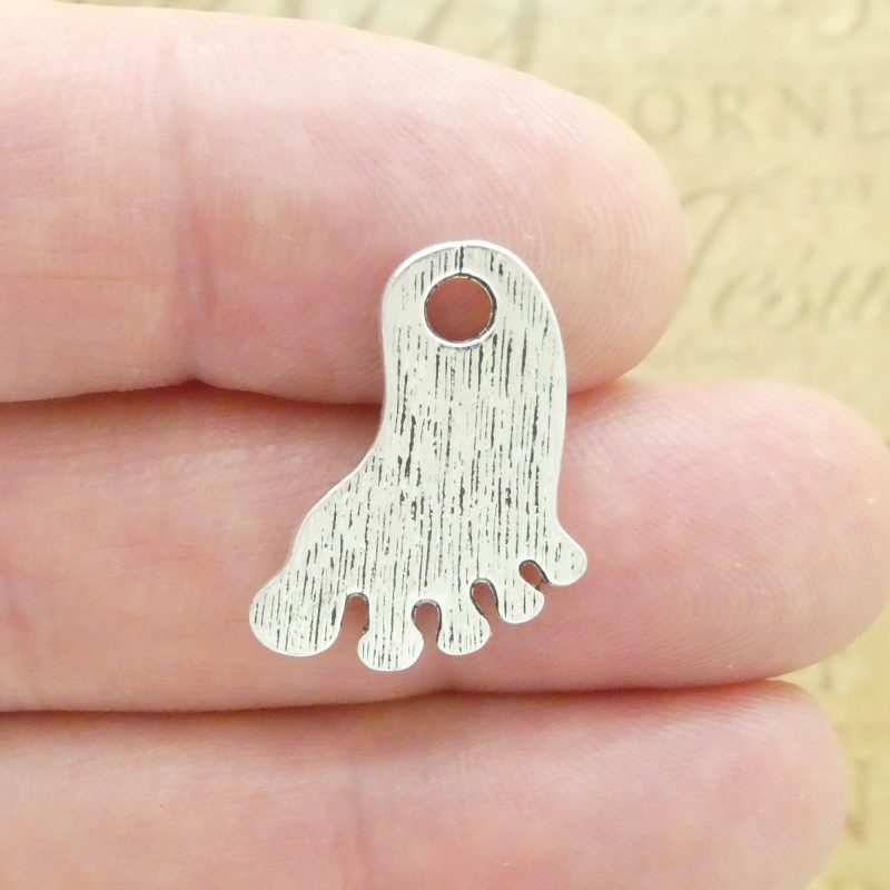 BULK 30 Baby Footprints Charm Silver by TIJC SP1981B - Image 3