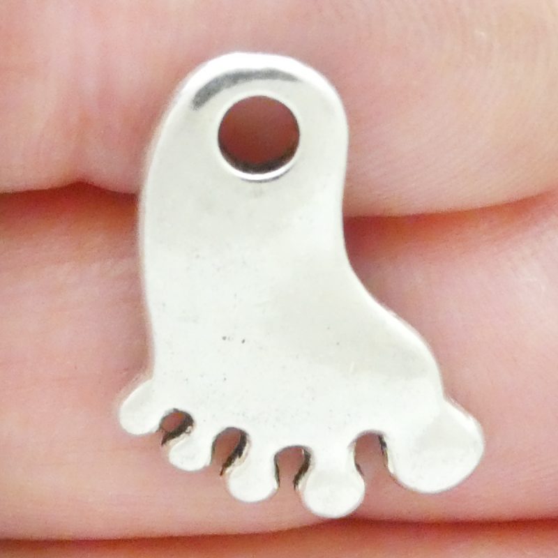 BULK 30 Baby Footprints Charm Silver by TIJC SP1981B - Image 2