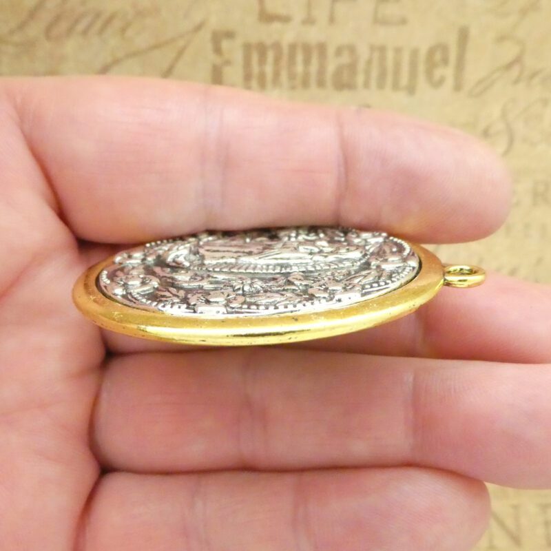 1 Our Lady of Guadalupe Medal Round Silver with Gold Bezel by TIJC SP2010 - Image 2