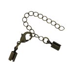 BULK 12 Copper Fold Over Clasp Ends with Lobster Clasp and Extension Chain by TIJC CPLOB002B