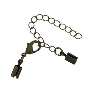 3 Fold Over Clasp Ends with Lobster Clasp and Extension Chain in Bronze by TIJC BPLOB002
