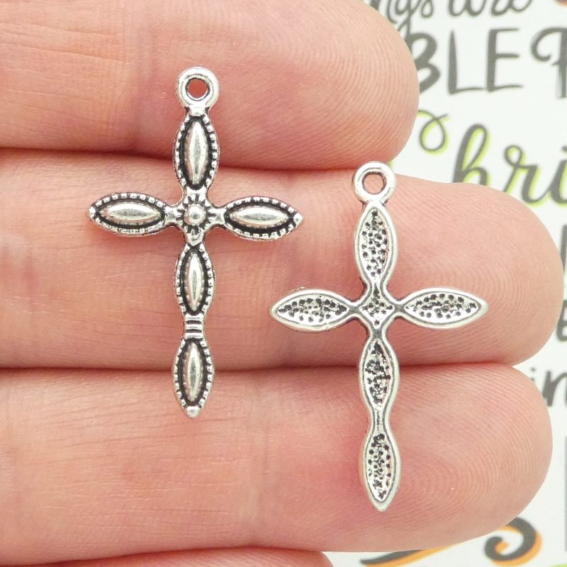 silver cross charms wholesale