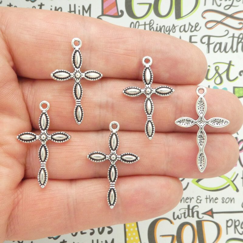 silver cross charms bulk