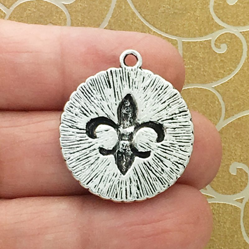 3 Silver Fleur De Lis Charm Pendant by TIJC SP0006 - Image 2
