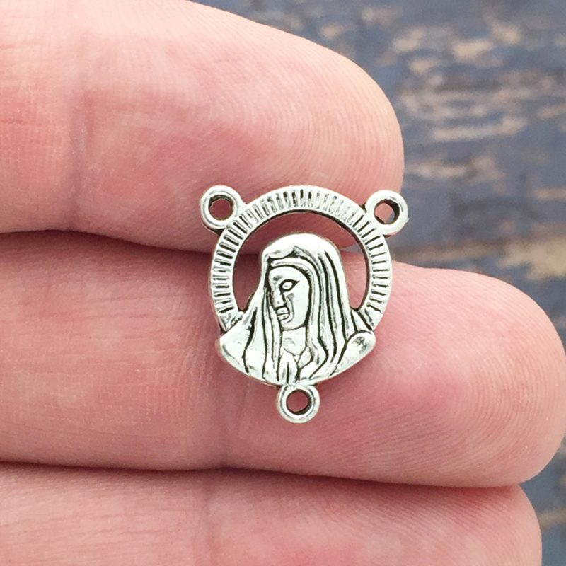 BULK 50 Rosary Centers Parts Sacred Heart of Jesus Silver by TIJC SP0010B - Image 4