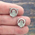 BULK 50 Rosary Centers Parts Sacred Heart of Jesus Silver by TIJC SP0010B