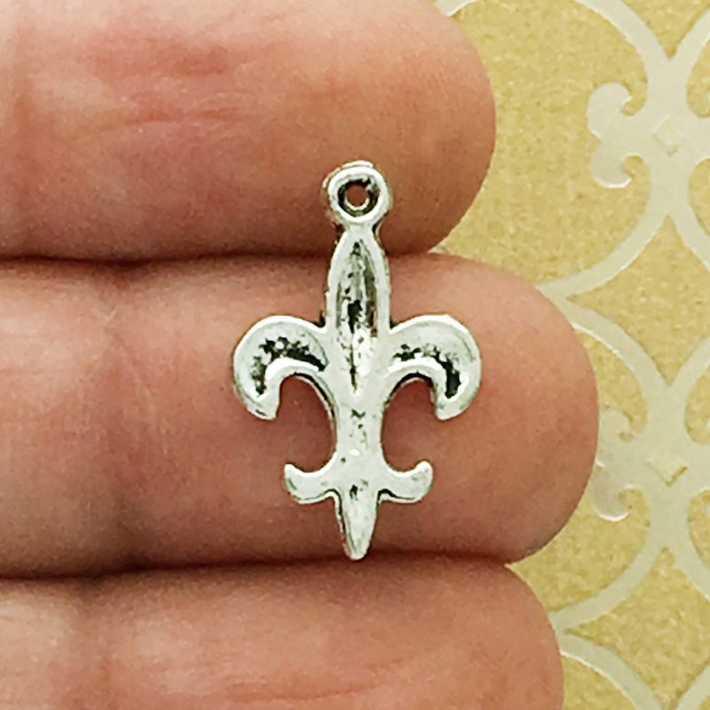 15 Silver Fleur de Lis Charm Small by TIJC SP0013 - Image 3