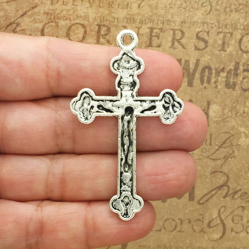 4 Silver Crucifix Cross Charm Pendant by TIJC SP0016 - Image 2