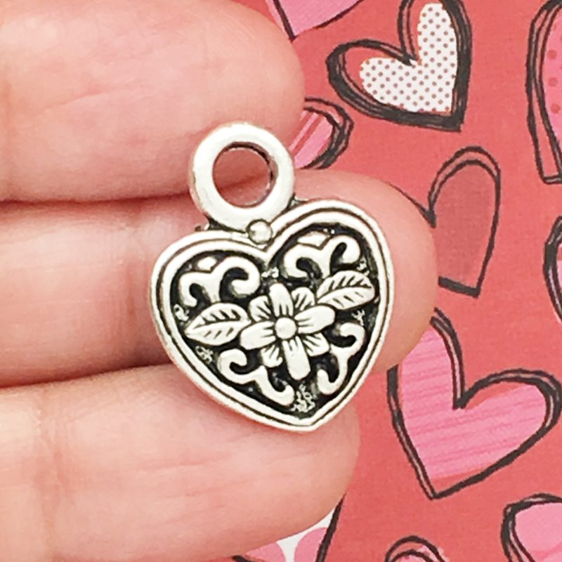 flower heart charms bulk