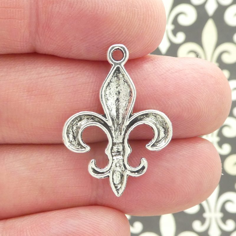 BULK 20 Fleur De Lis Charm Pendant Silver by TIJC SP0019B - Image 4