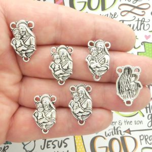 BULK 30 Mother Mary Rosary Centerpiece Silver by TIJC SP0027B