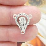10 Virgin Mary Silver Rosary Centerpieces by TIJC SP0035