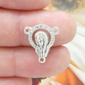 10 Virgin Mary Silver Rosary Centerpieces by TIJC SP0035