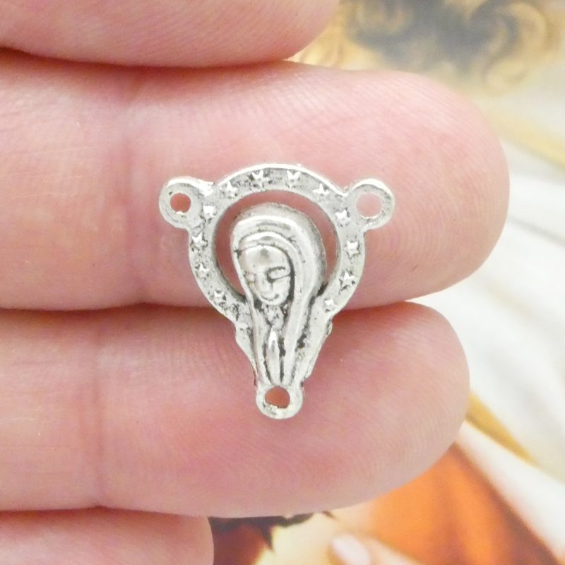 10 Virgin Mary Silver Rosary Centerpieces by TIJC SP0035