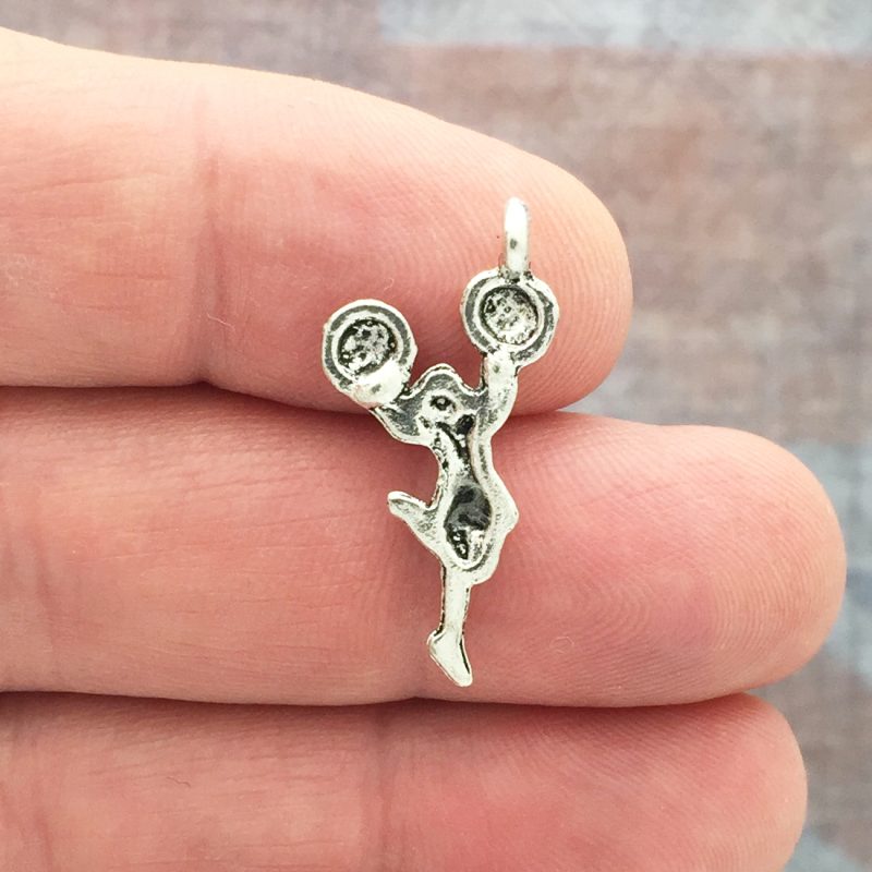 BULK 30 Silver Cheerleader Charm by TIJC SP0039B - Image 2