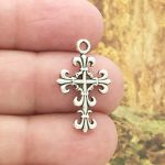fleur de lis cross pendants for jewelry making