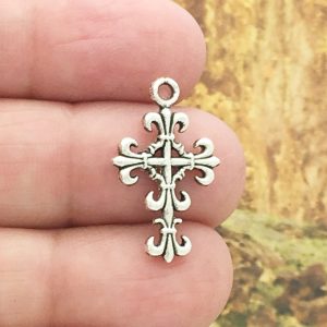 fleur de lis cross pendants for jewelry making
