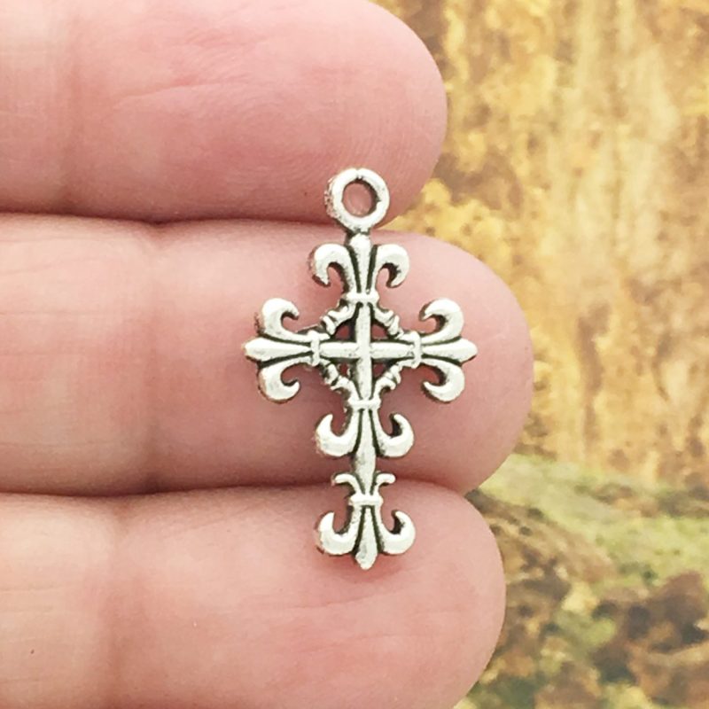 fleur de lis cross pendants for jewelry making