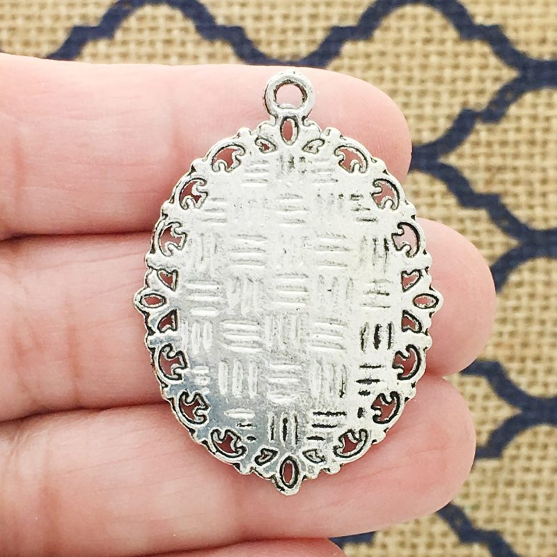 BULK 8 Oval Silver Photo Charm by TIJC SP0060B - Image 2