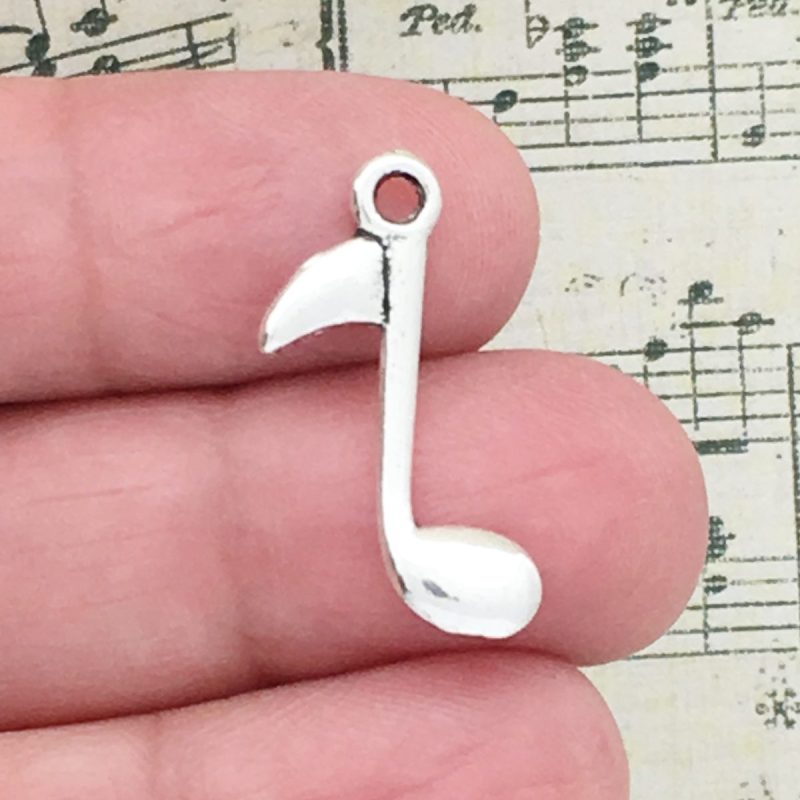 12 Silver Music Note Charm Pendant by TIJC SP0061 - Image 2