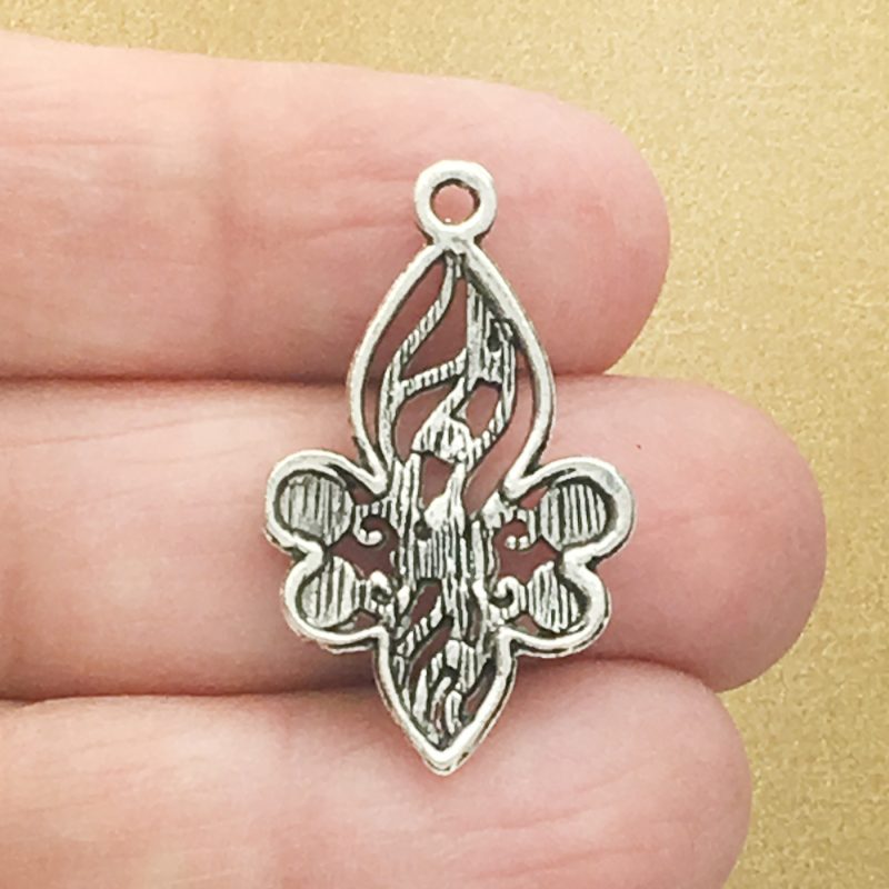 BULK 25 Fleur de Lis Charm Silver by TIJC SP0065B - Image 2