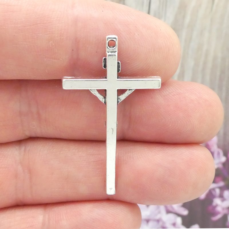 BULK 20 Plain Silver Crucifix Cross Pendant 34x19mm by TIJC SP0066B - Image 2