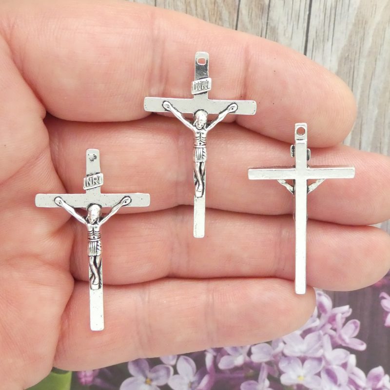 silver crucifix pendants bulk