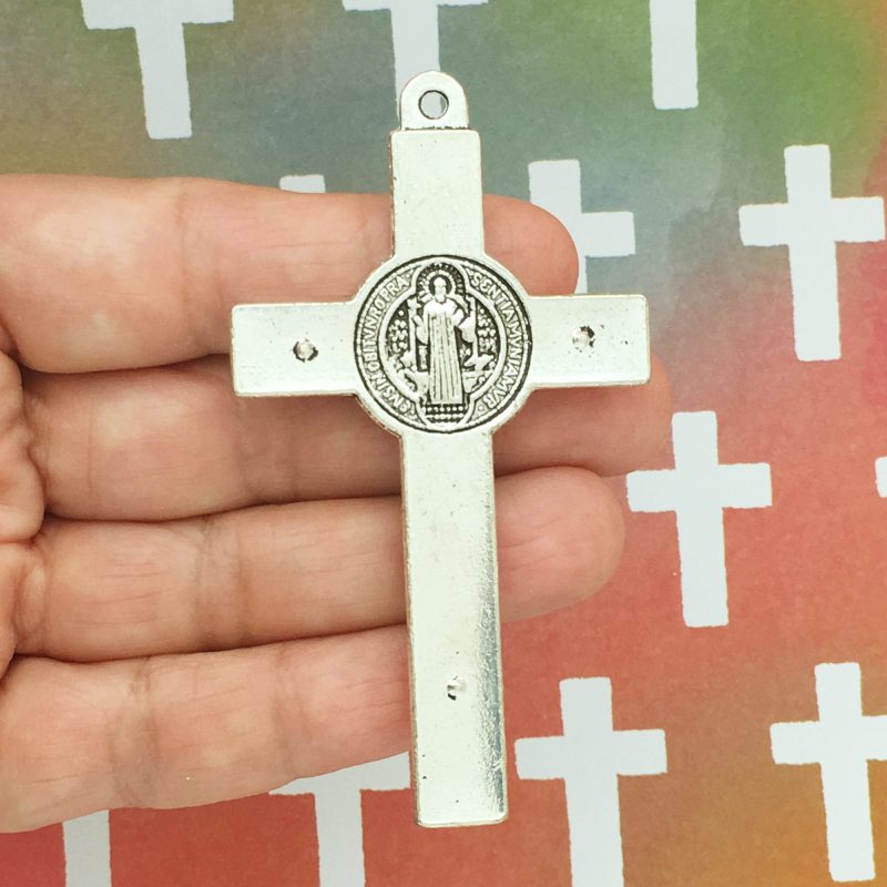 BULK 3 Silver Crucifix Pendant St Benedict Medal by TIJC SP0068B - Image 2