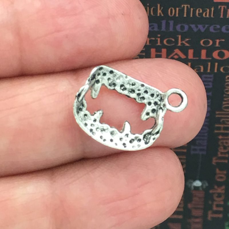BULK 50 Fangs Charm Silver by TIJC SP0078B - Image 2