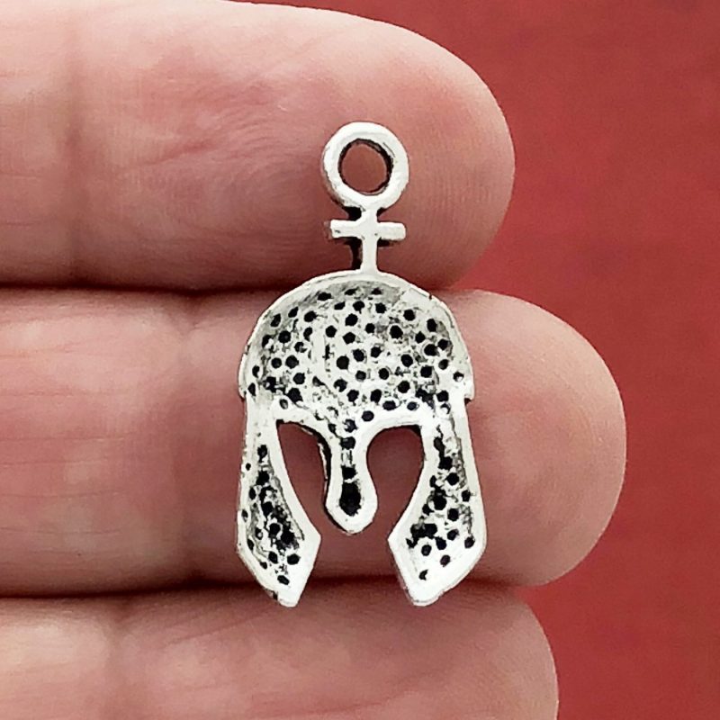BULK 40 Silver Spartan Helmet Charm by TIJC SP0096B - Image 2