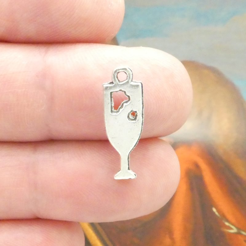 BULK 60 Silver Wine Glass Charm Pendant by TIJC SP0097B - Image 4