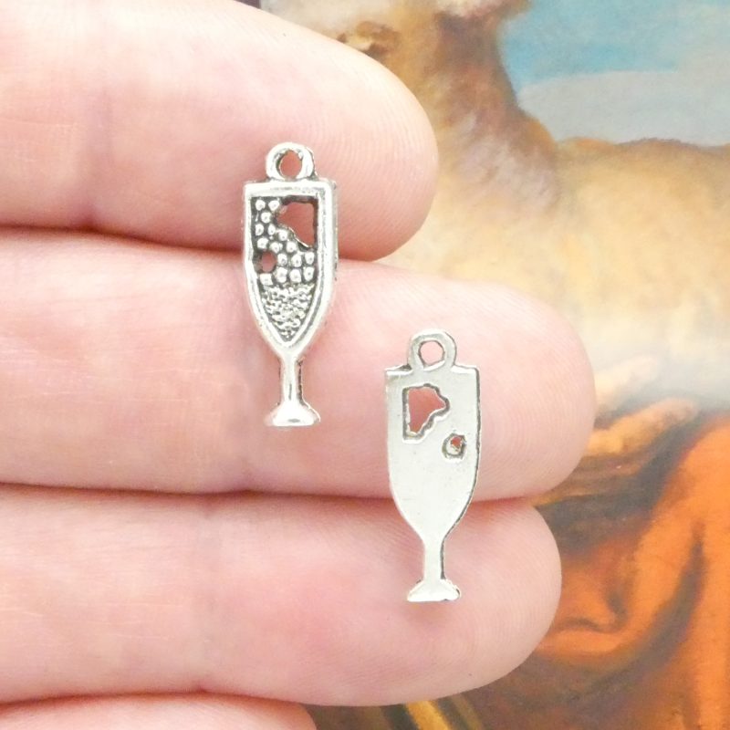 BULK 60 Silver Wine Glass Charm Pendant by TIJC SP0097B - Image 5