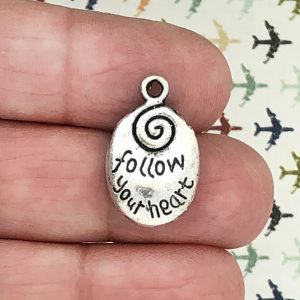 5 Follow Your Heart Affirmation Charm Silver by TIJC SP0099