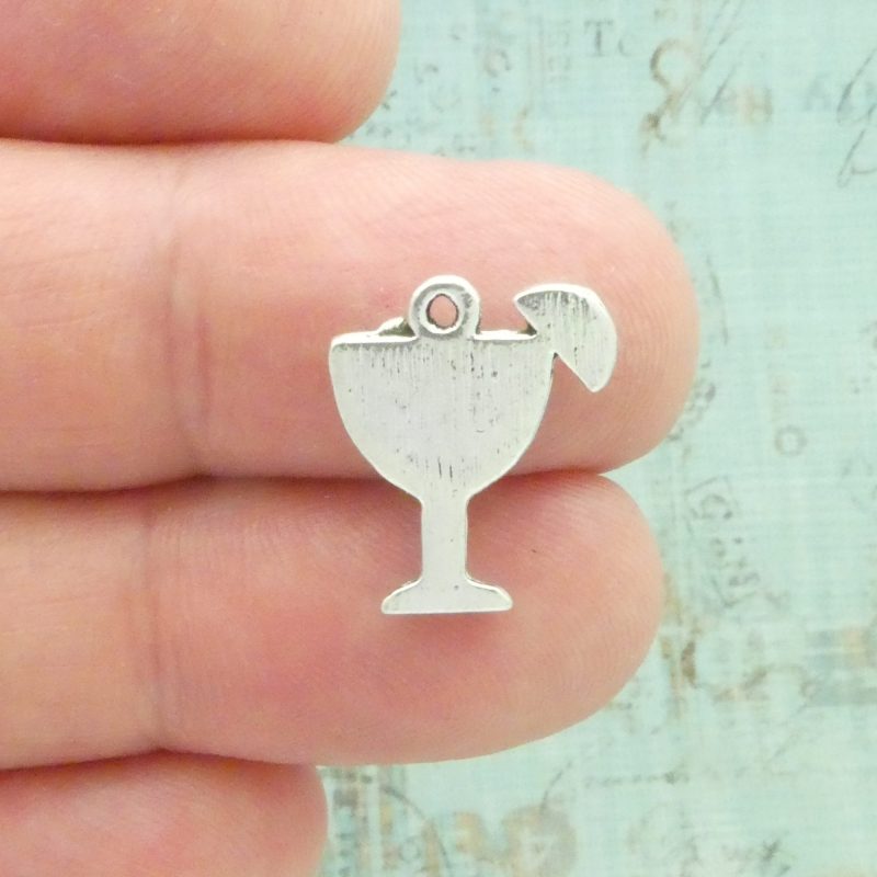 BULK 40 Silver Margarita Charm Pendant by TIJC SP0104B - Image 3