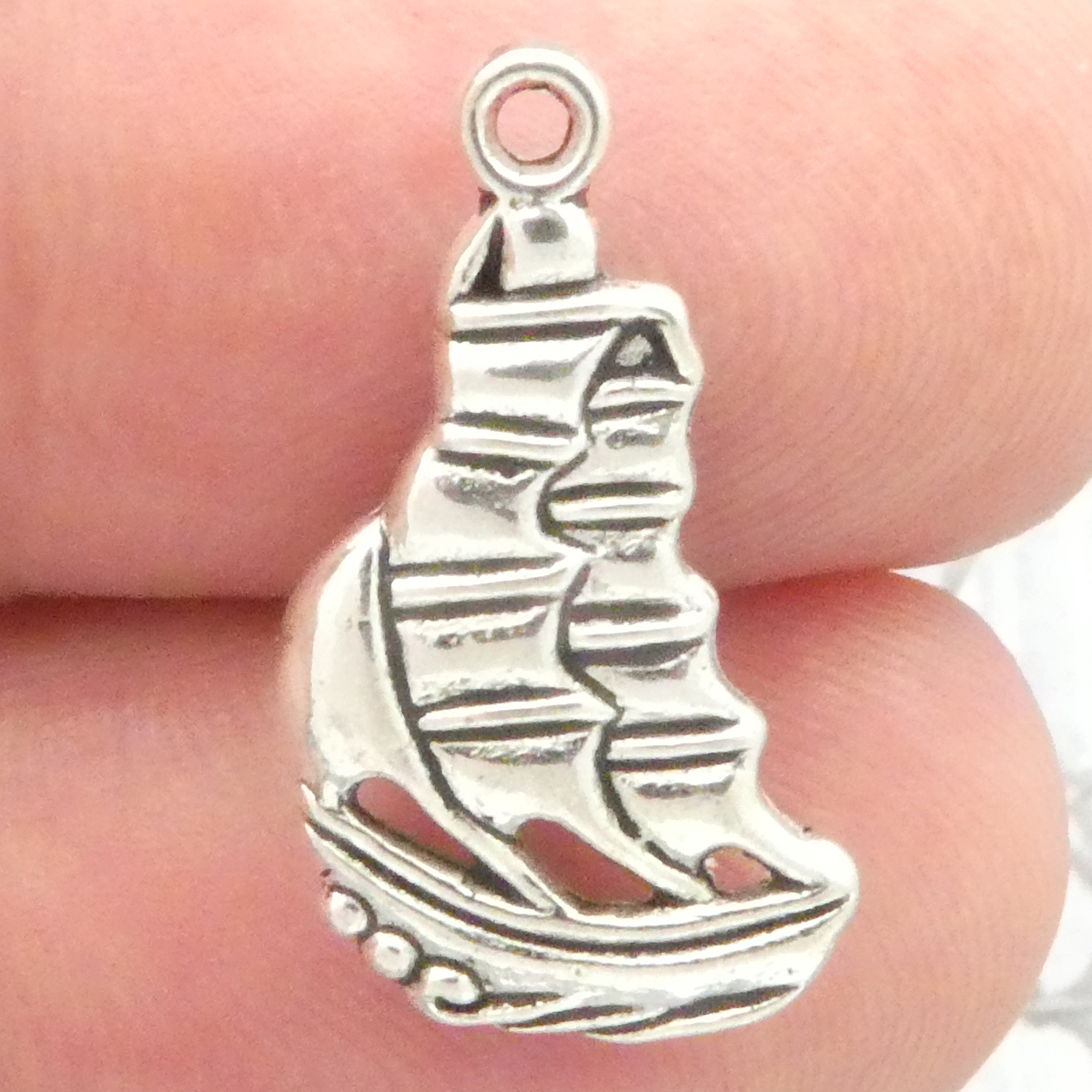 Silver Pirate Ship Charm