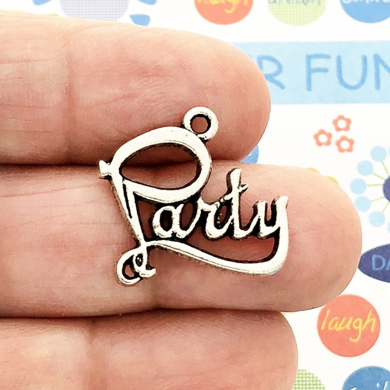 BULK 30 Party Word Charm Silver by TIJC SP0135B