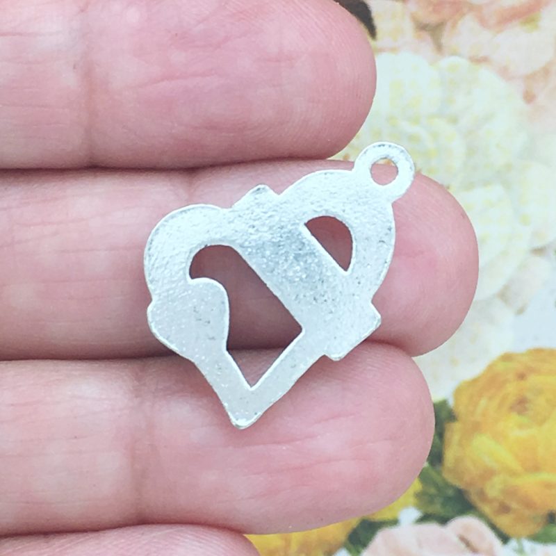BULK 15 I Love You Heart Charm Silver by TIJC SP0136B - Image 2