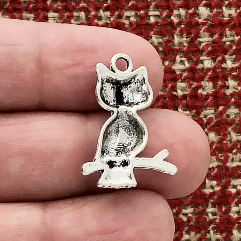 BULK 50 Silver Owl Charm Pendant by TIJC SP0142B - Image 2