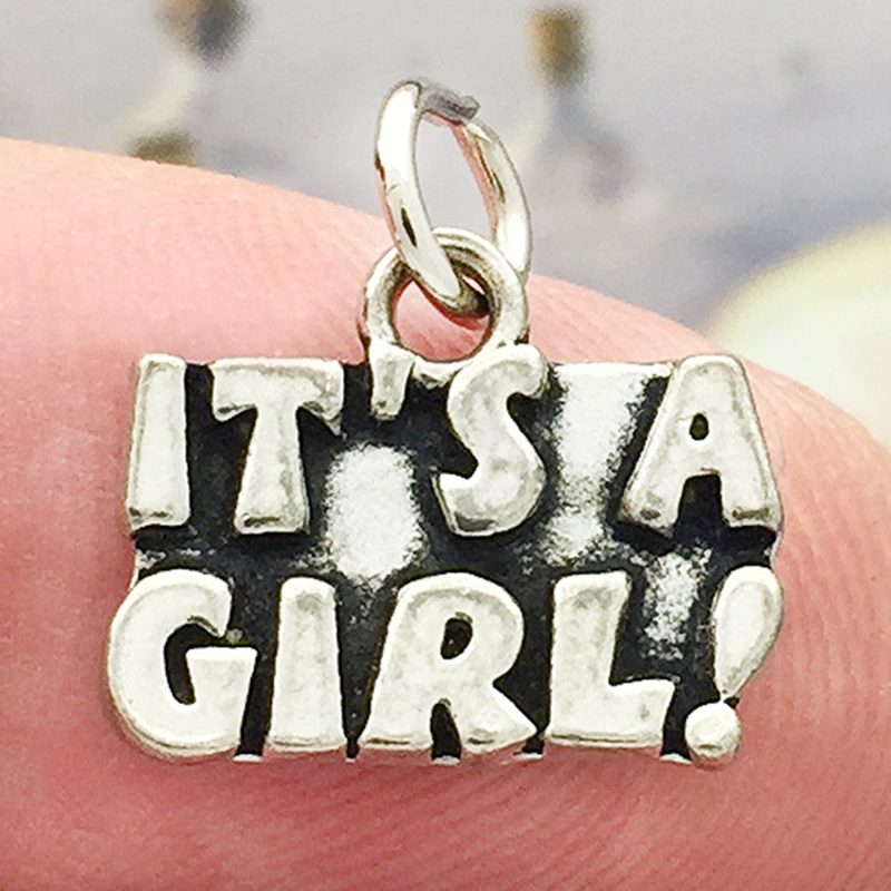 5 its a Girl Baby Charm Silver by TIJC SP0162 - Image 2
