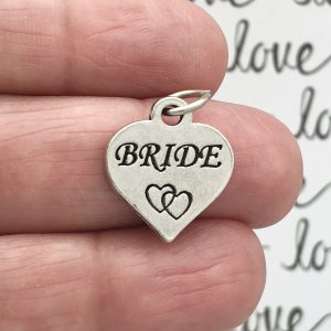 5 Silver Heart Bride Charm by TIJC SP0168