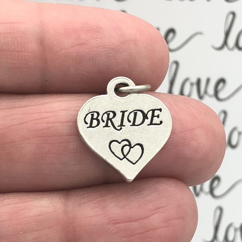 5 Silver Heart Bride Charm by TIJC SP0168 - Image 2