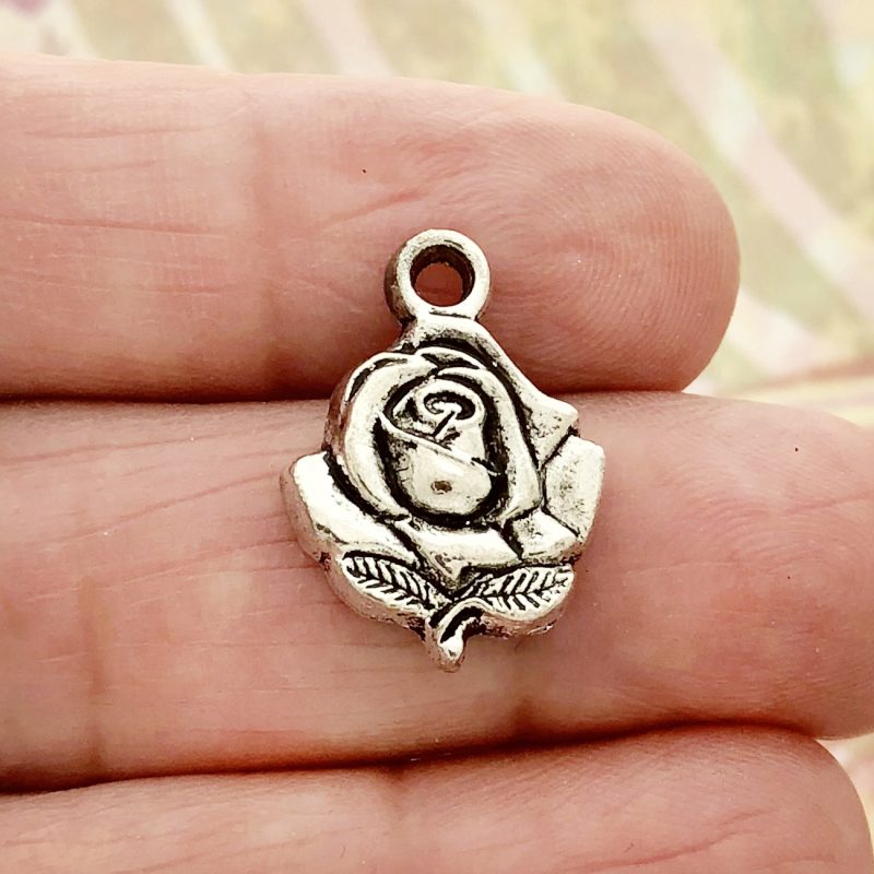silver rose charm