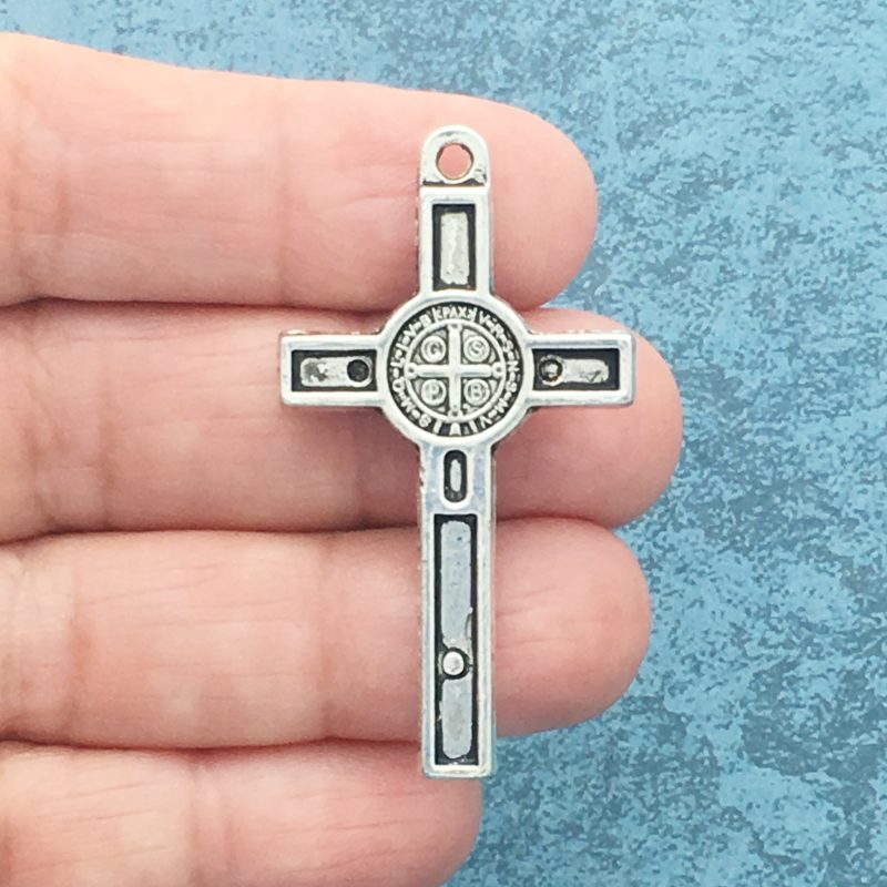 1 Silver Crucifix St Benedict Cross Charm by TIJC SP0183 - Image 2