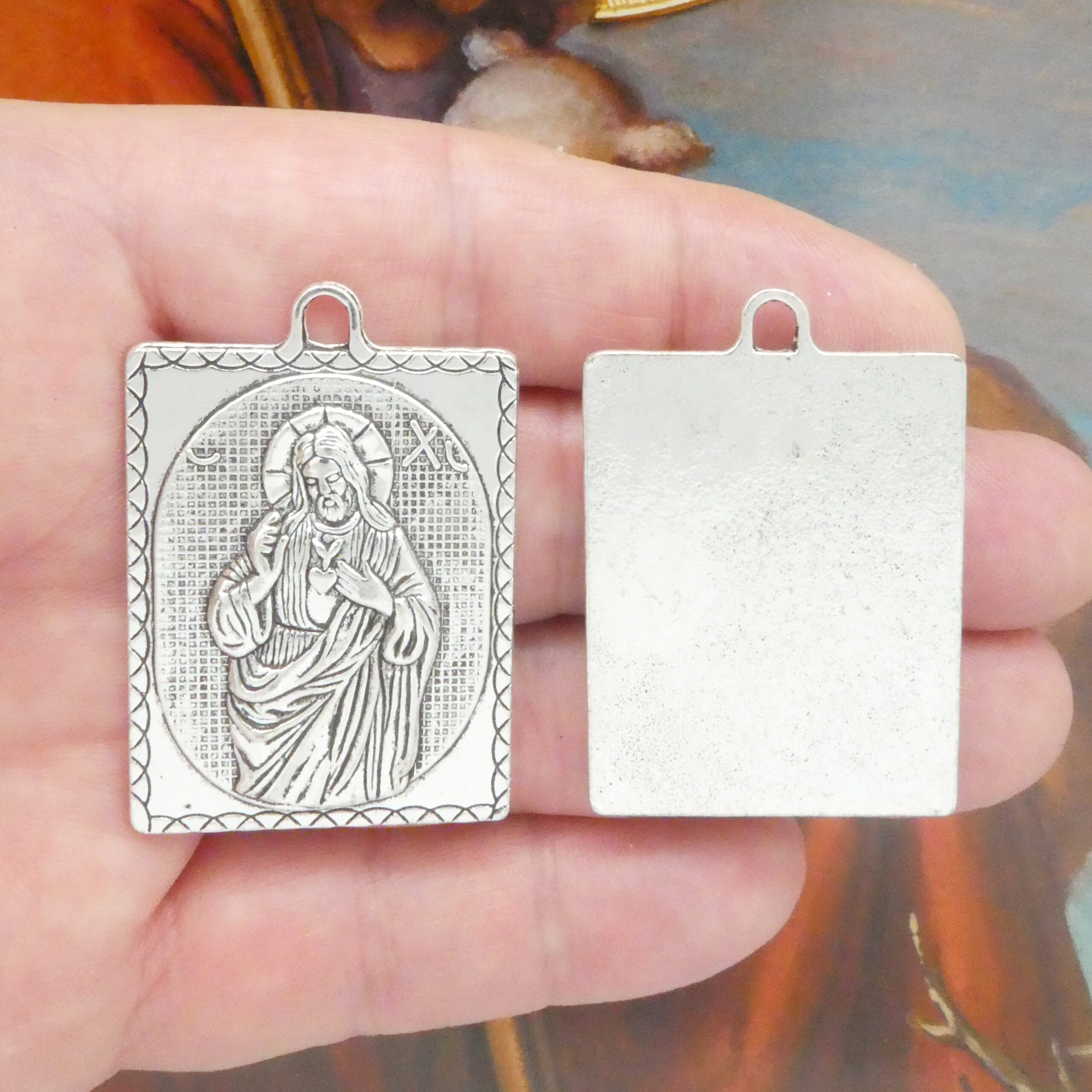 Silver Sacred Heart Charm in Pewter » Catholic Charms Wholesale