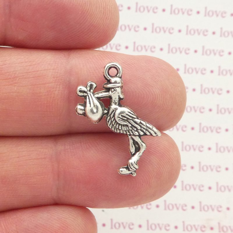 8 Stork Charm Baby Silver by TIJC SP0203