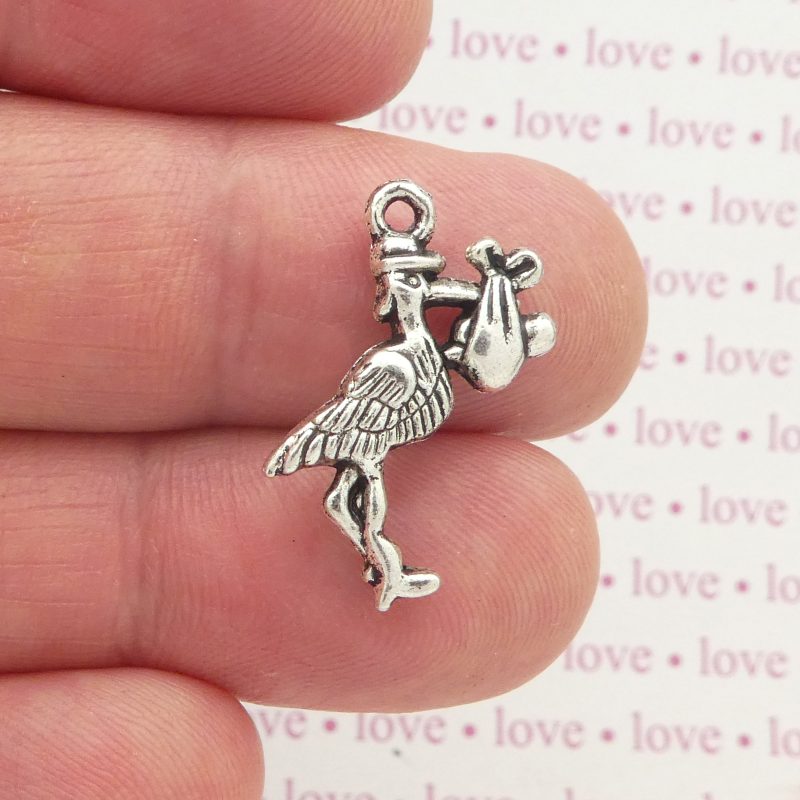8 Stork Charm Baby Silver by TIJC SP0203 - Image 3