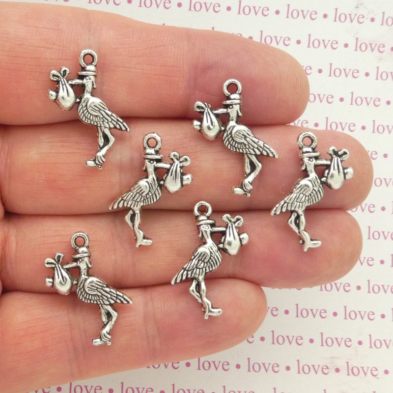 8 Stork Charm Baby Silver by TIJC SP0203 - Image 5