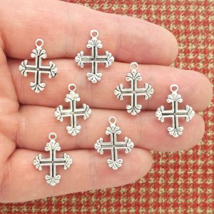 silver cross charms bulk