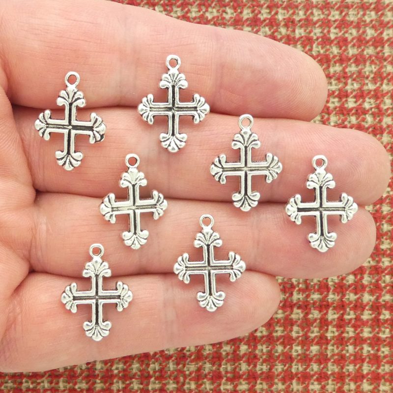silver cross charms bulk