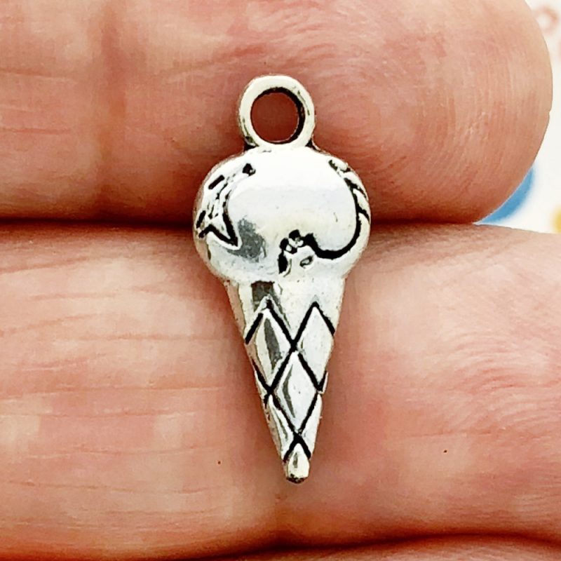 silver ice cream cone charm